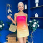 Tyra Bandeau Ombre Sequin Mini Dress Coral