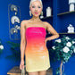Tyra Bandeau Ombre Sequin Mini Dress Coral