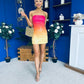 Tyra Bandeau Ombre Sequin Mini Dress Coral