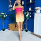 Tyra Bandeau Ombre Sequin Mini Dress Coral