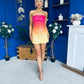 Tyra Bandeau Ombre Sequin Mini Dress Coral