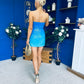 Tyra Bandeau Ombre Sequin Mini Dress Blue