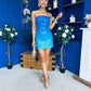 Tyra Bandeau Ombre Sequin Mini Dress Blue