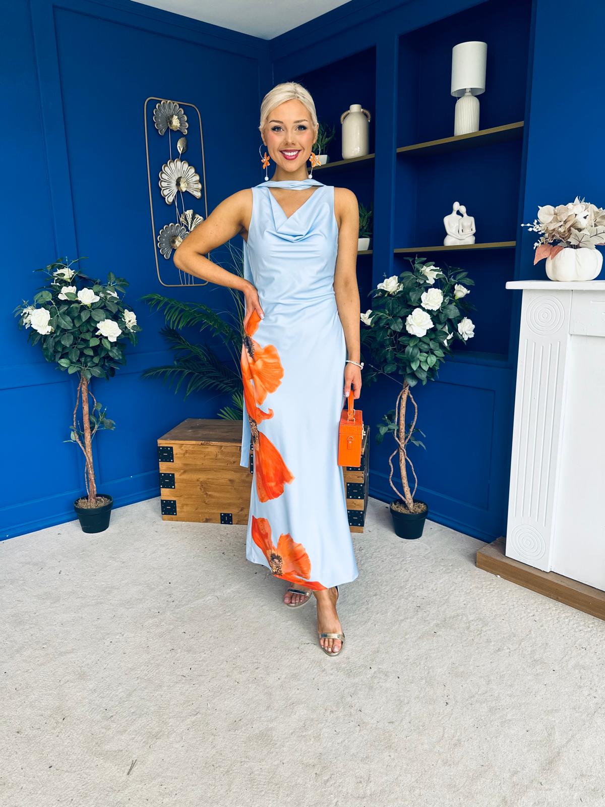 Capri Cowl Front Maxi Dress Blue
