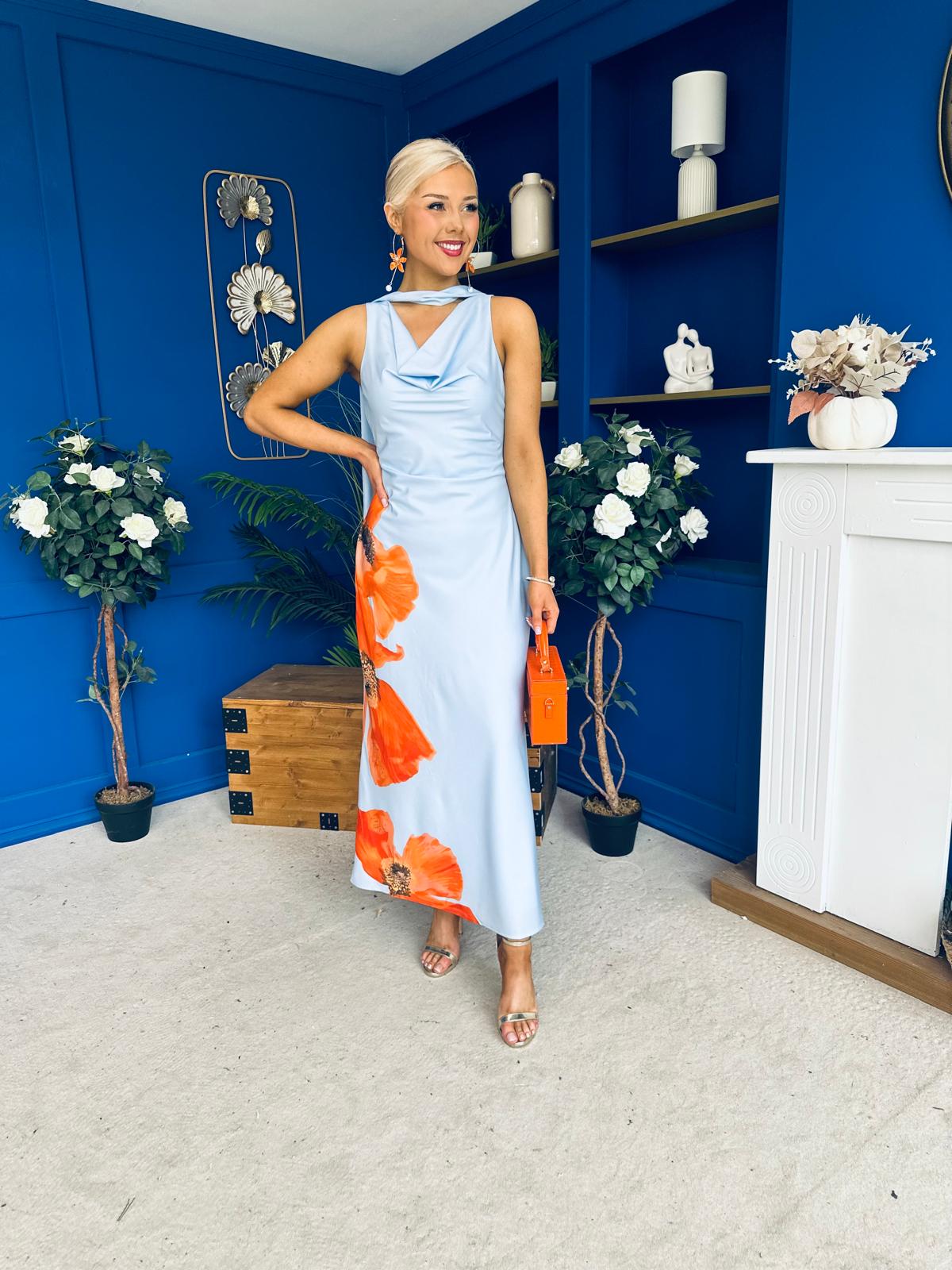 Capri Cowl Front Maxi Dress Blue