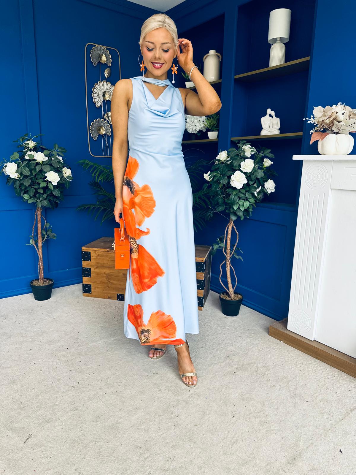 Capri Cowl Front Maxi Dress Blue