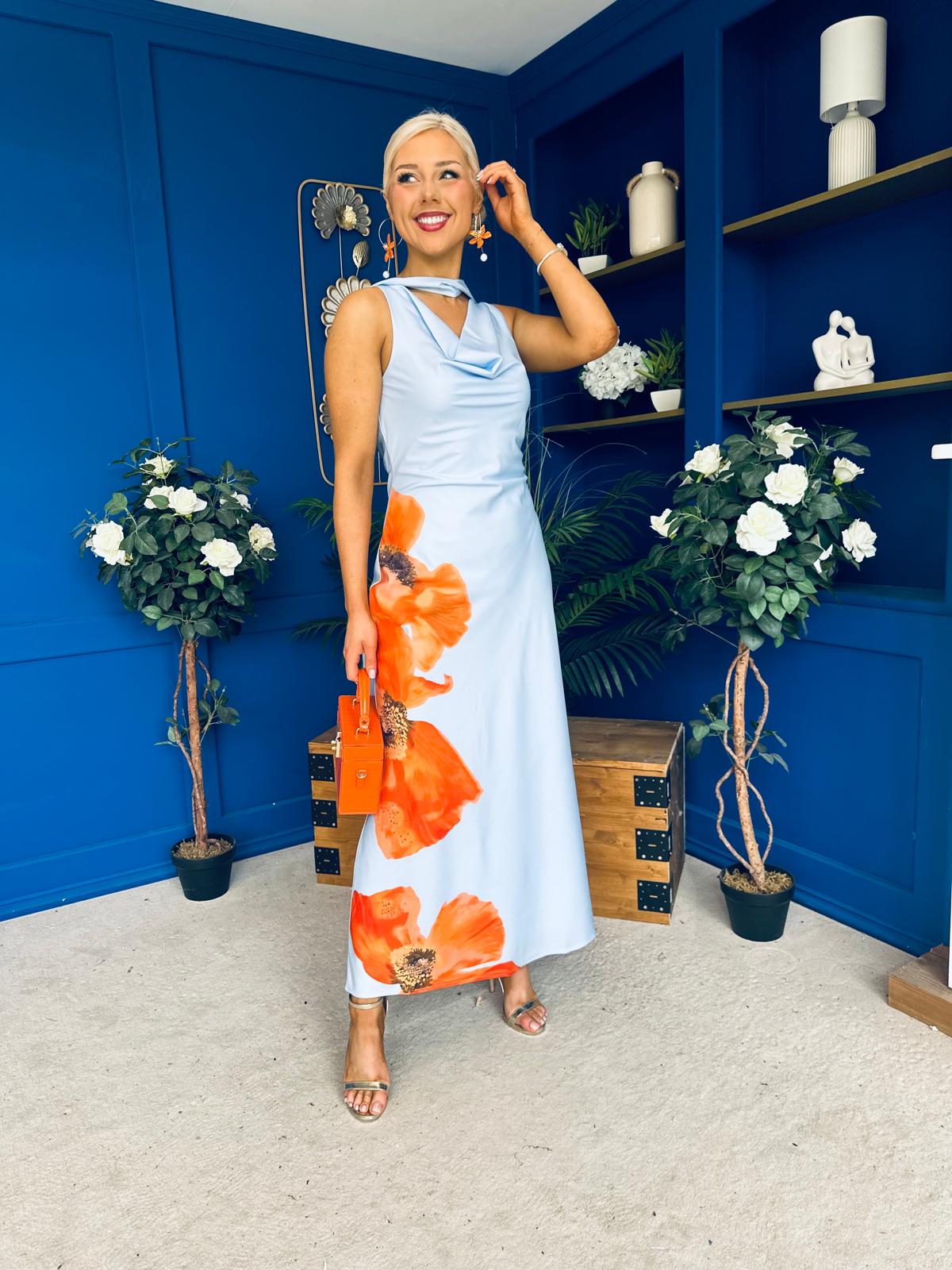Capri Cowl Front Maxi Dress Blue