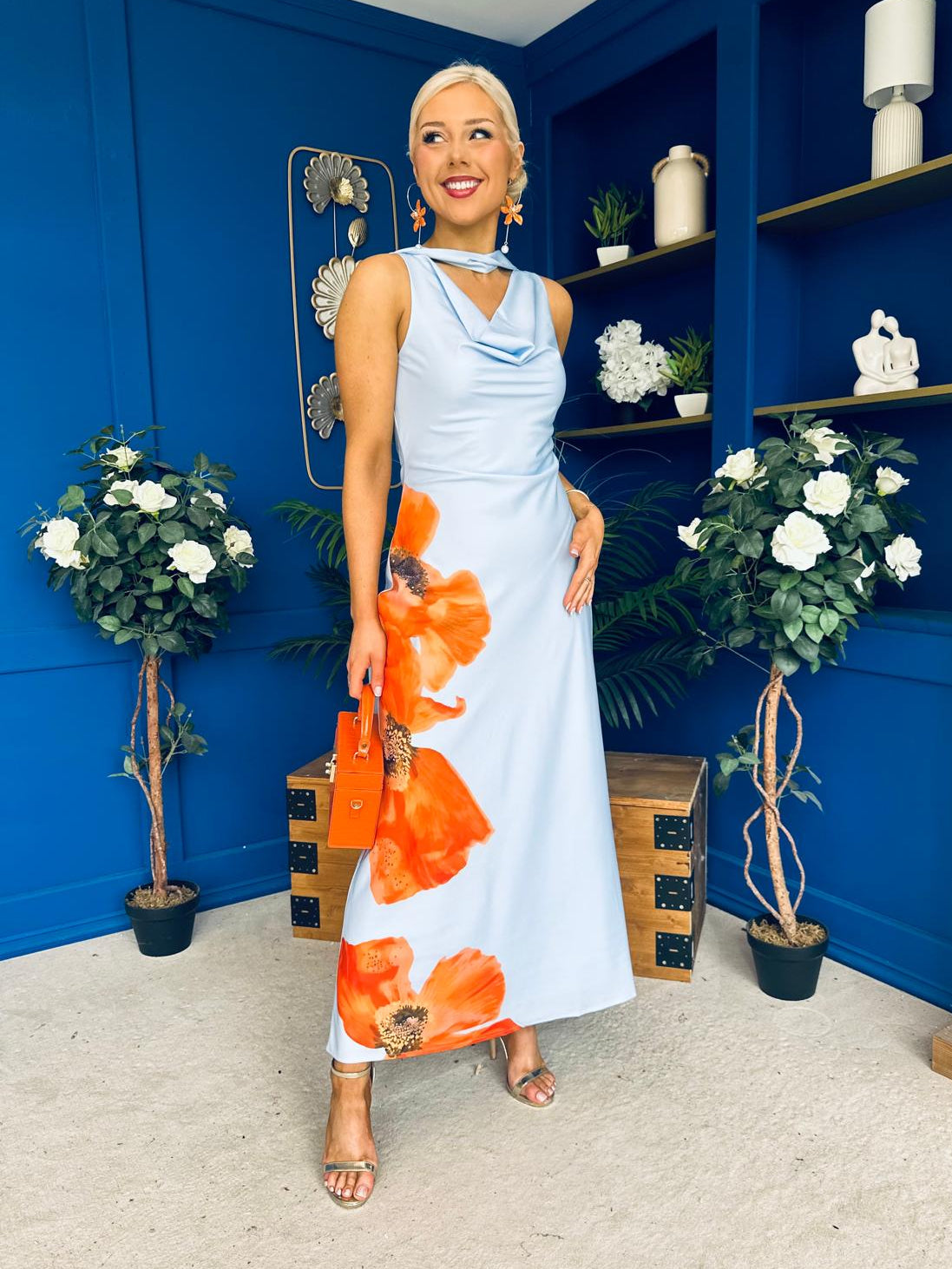 Capri Cowl Front Maxi Dress Blue