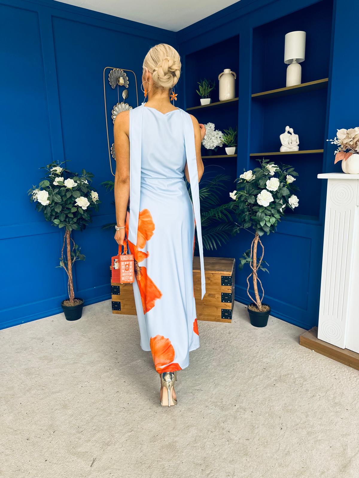 Capri Cowl Front Maxi Dress Blue