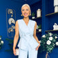 Luni Belted Waistcoat And Jo Trouser Set Blue
