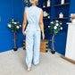 Luni Belted Waistcoat And Jo Trouser Set Blue
