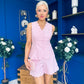 Ophelia Scallop Detail Waist Coat & Short Set Pink