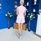 Ophelia Scallop Detail Waist Coat & Short Set Pink