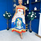 Bobbi Detailed Midi Dress Tropical Print