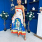 Bobbi Detailed Midi Dress Tropical Print
