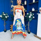 Bobbi Detailed Midi Dress Tropical Print