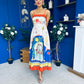 Bobbi Detailed Midi Dress Tropical Print