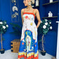 Bobbi Detailed Midi Dress Tropical Print