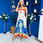 Bobbi Detailed Midi Dress Tropical Print