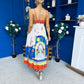 Bobbi Detailed Midi Dress Tropical Print