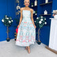 Sasha Detailed Midi Dress Mermaid Print