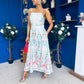 Sasha Detailed Midi Dress Mermaid Print