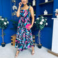 Divita Square Neck Midi Dress Floral Black