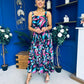 Divita Square Neck Midi Dress Floral Black