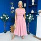 Dollie Asymmetric Neckline Skater Midi Dress Rose