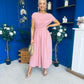 Dollie Asymmetric Neckline Skater Midi Dress Rose