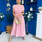 Dollie Asymmetric Neckline Skater Midi Dress Rose