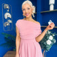Dollie Asymmetric Neckline Skater Midi Dress Rose