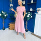 Dollie Asymmetric Neckline Skater Midi Dress Rose