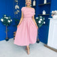 Dollie Asymmetric Neckline Skater Midi Dress Rose