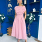 Dollie Asymmetric Neckline Skater Midi Dress Rose