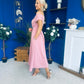 Dollie Asymmetric Neckline Skater Midi Dress Rose