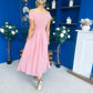 Dollie Asymmetric Neckline Skater Midi Dress Rose