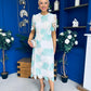 Whitney Crew Neck Floral Crochet Midi Dress Green