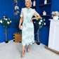 Whitney Crew Neck Floral Crochet Midi Dress Green