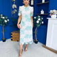 Whitney Crew Neck Floral Crochet Midi Dress Green