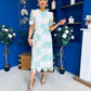 Whitney Crew Neck Floral Crochet Midi Dress Green