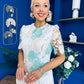 Whitney Crew Neck Floral Crochet Midi Dress Green