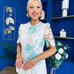 Whitney Crew Neck Floral Crochet Midi Dress Green