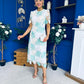 Whitney Crew Neck Floral Crochet Midi Dress Green