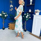 Whitney Crew Neck Floral Crochet Midi Dress Green