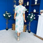 Whitney Crew Neck Floral Crochet Midi Dress Green