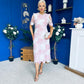 Whitney Crew Neck Floral Crochet Midi Dress Pink