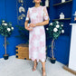 Whitney Crew Neck Floral Crochet Midi Dress Pink