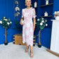 Whitney Crew Neck Floral Crochet Midi Dress Pink