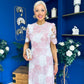 Whitney Crew Neck Floral Crochet Midi Dress Pink